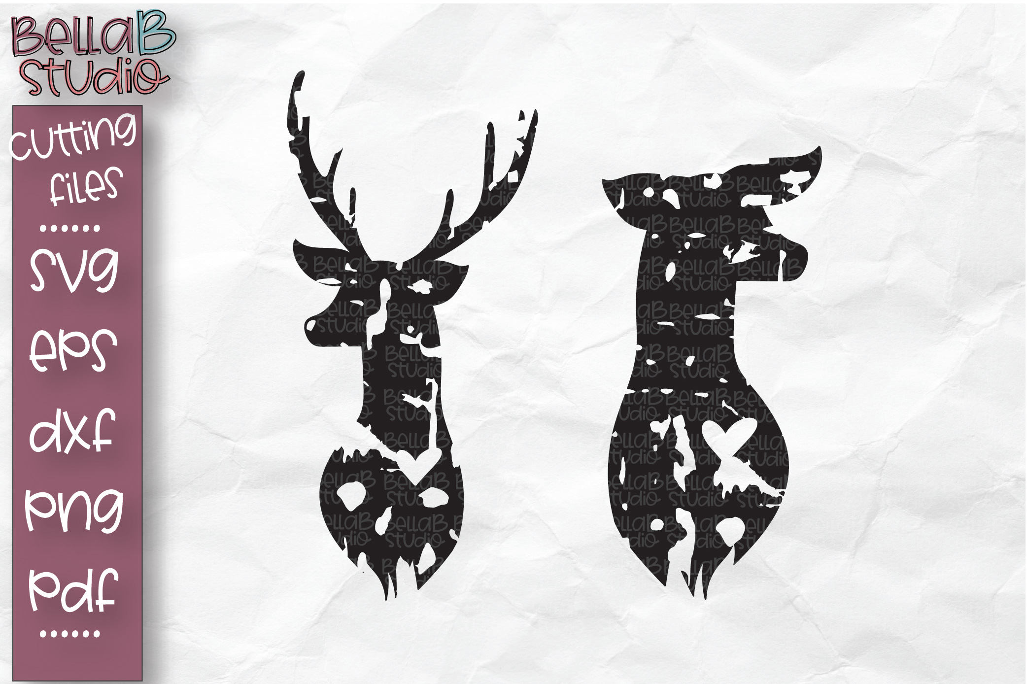 Download Buck and Doe SVG, Deer Head Cut file, Valentine's Day