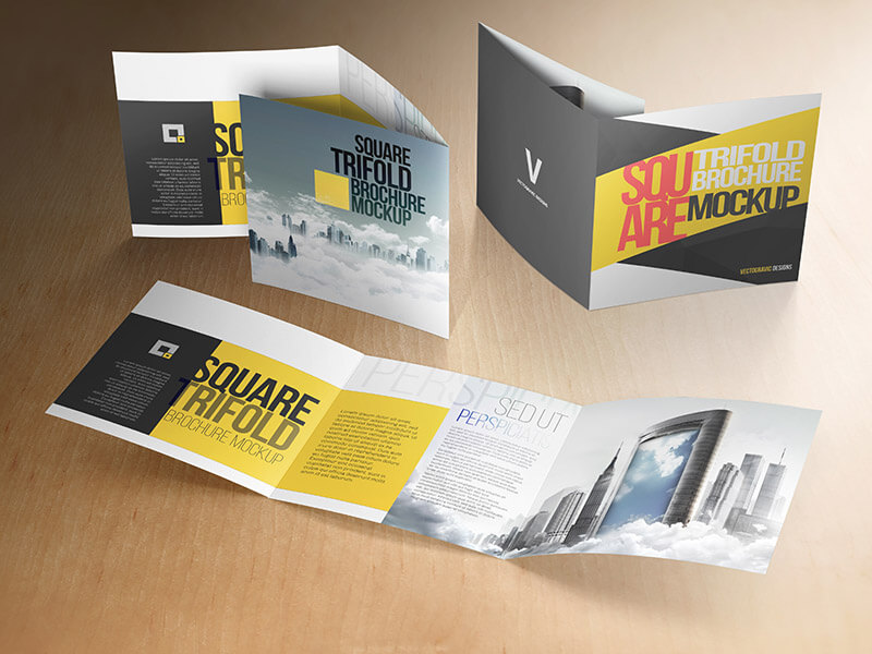 Download Square Tri-fold Brochure Mock-ups