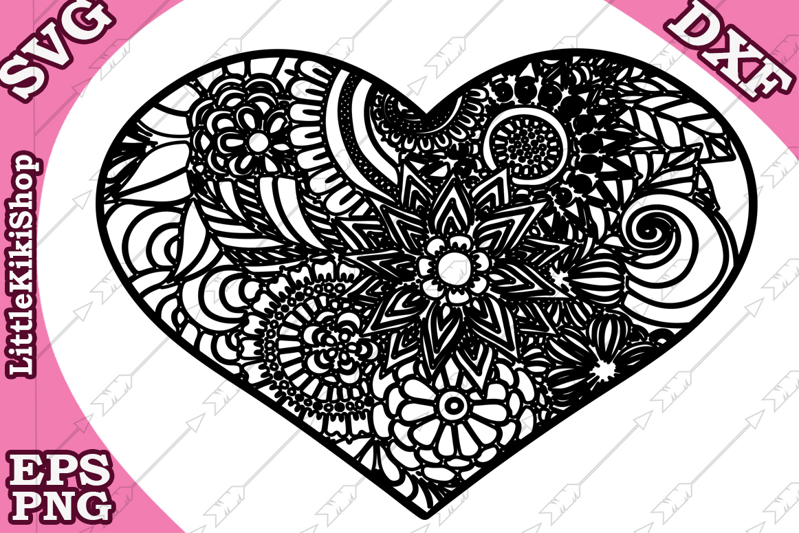 Download Heart Svg Mandala Heart Svg,Zentangle Heart Svg,Heart Cut ...