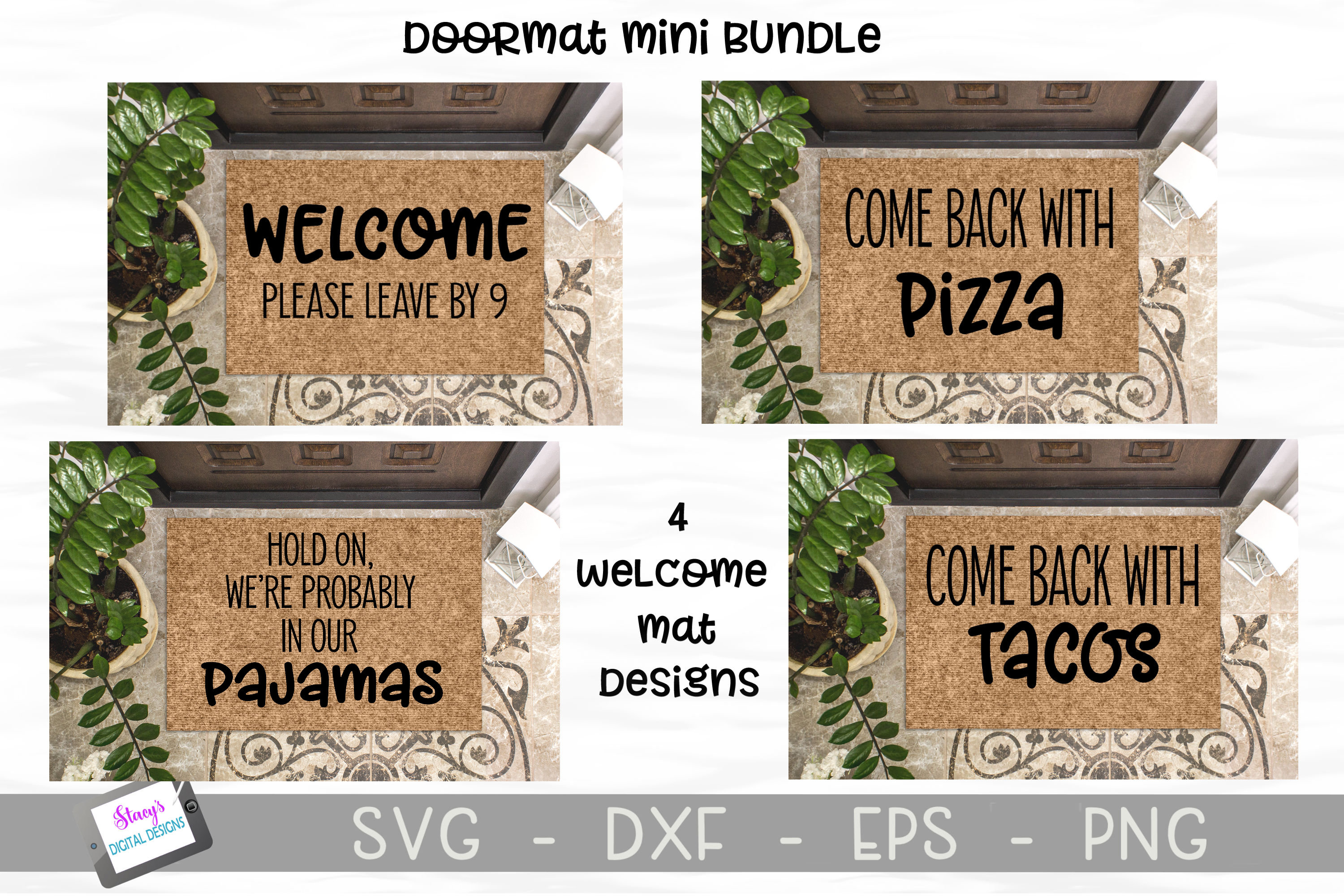 Download Doormat Mini Bundle - 4 Funny Welcome Mat SVG Designs