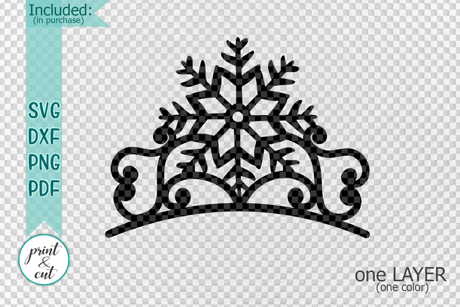 Christmas Princess crown Monogram svg dxf pdf cut print file