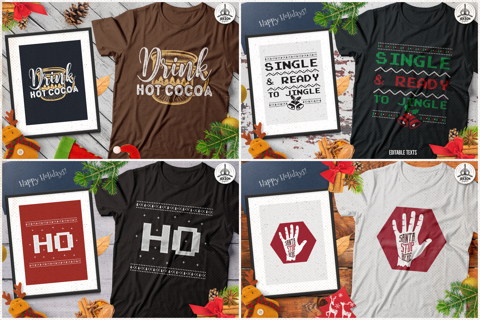 Download Christmas T-Shirts Bundle, Retro Design. Xmas Tees SVG ...