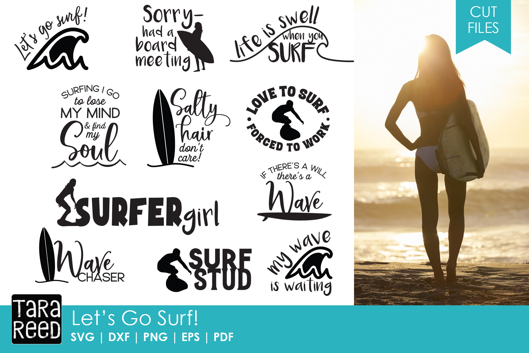 Download Lets Go Surf - Surfing SVG and Cut Files for Crafters ...