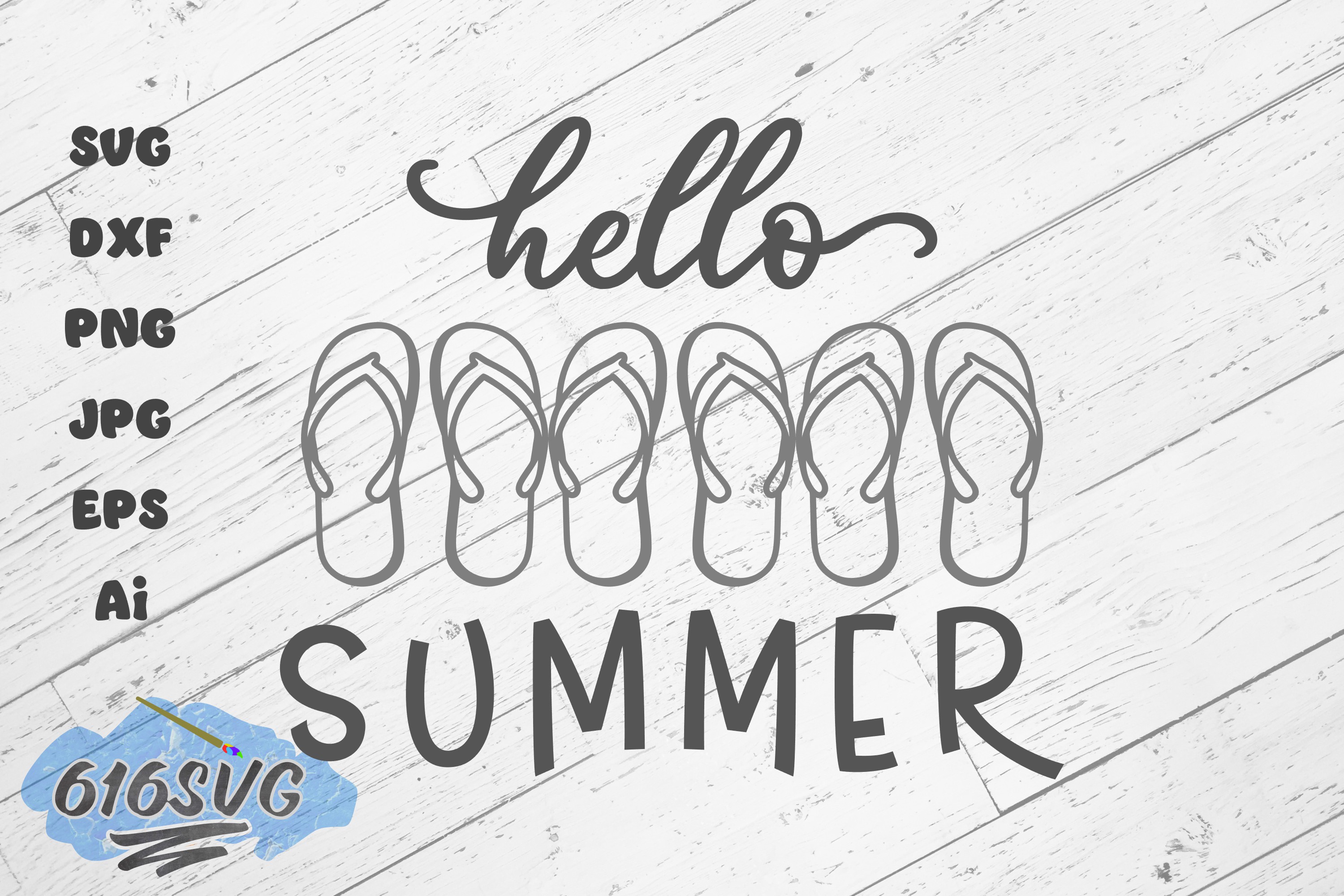 Hello Summer Hello Flip Flops Laser Design (537832) | Laser Engraving