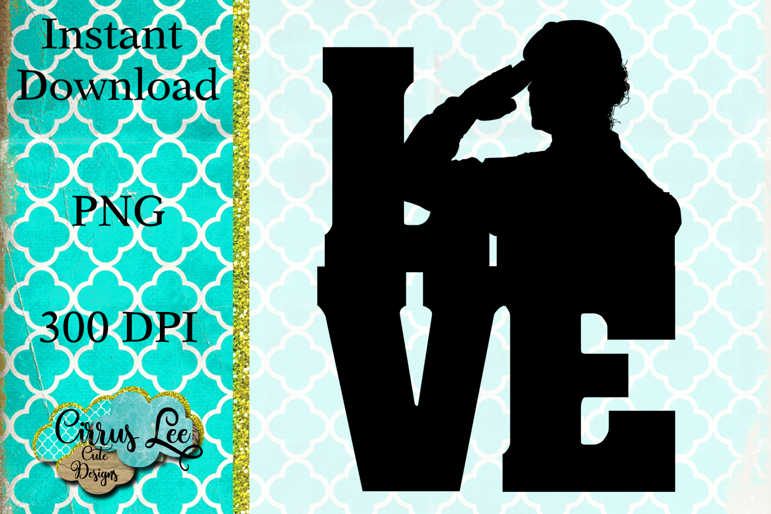 Love Soldier Silhouette Sublimation Design Wall Decor