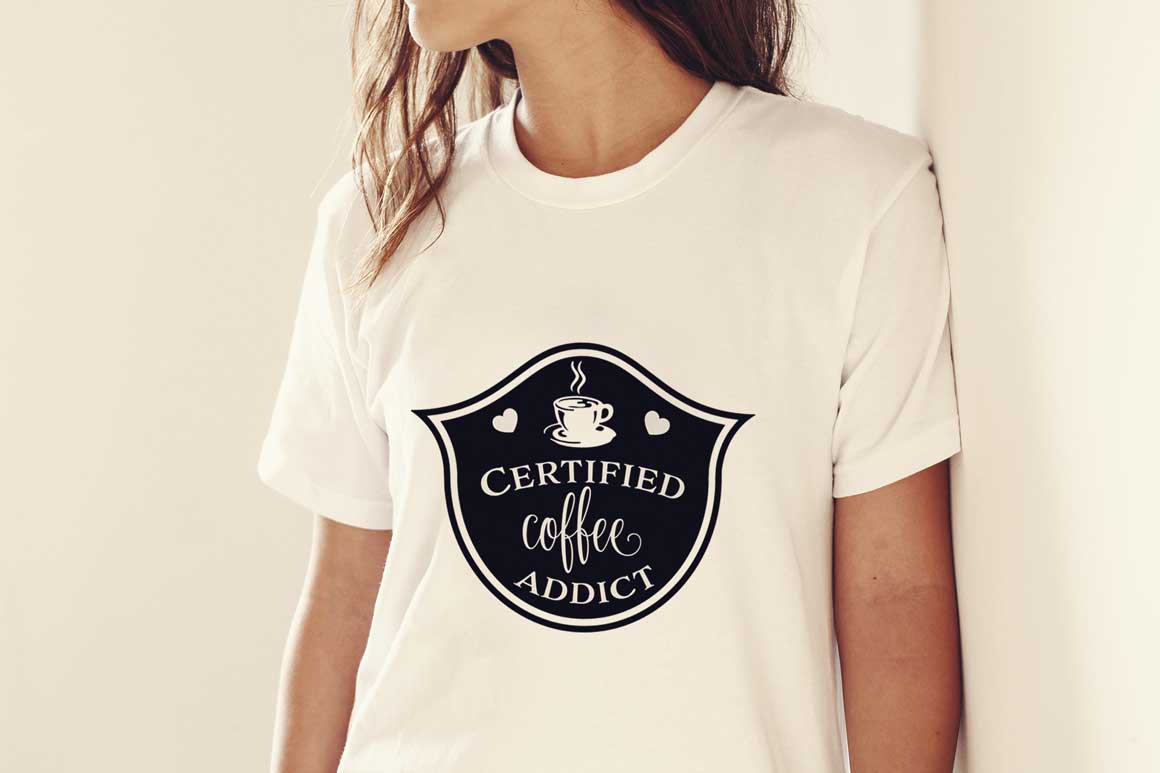 Download Certified coffee addict badge SVG cut file