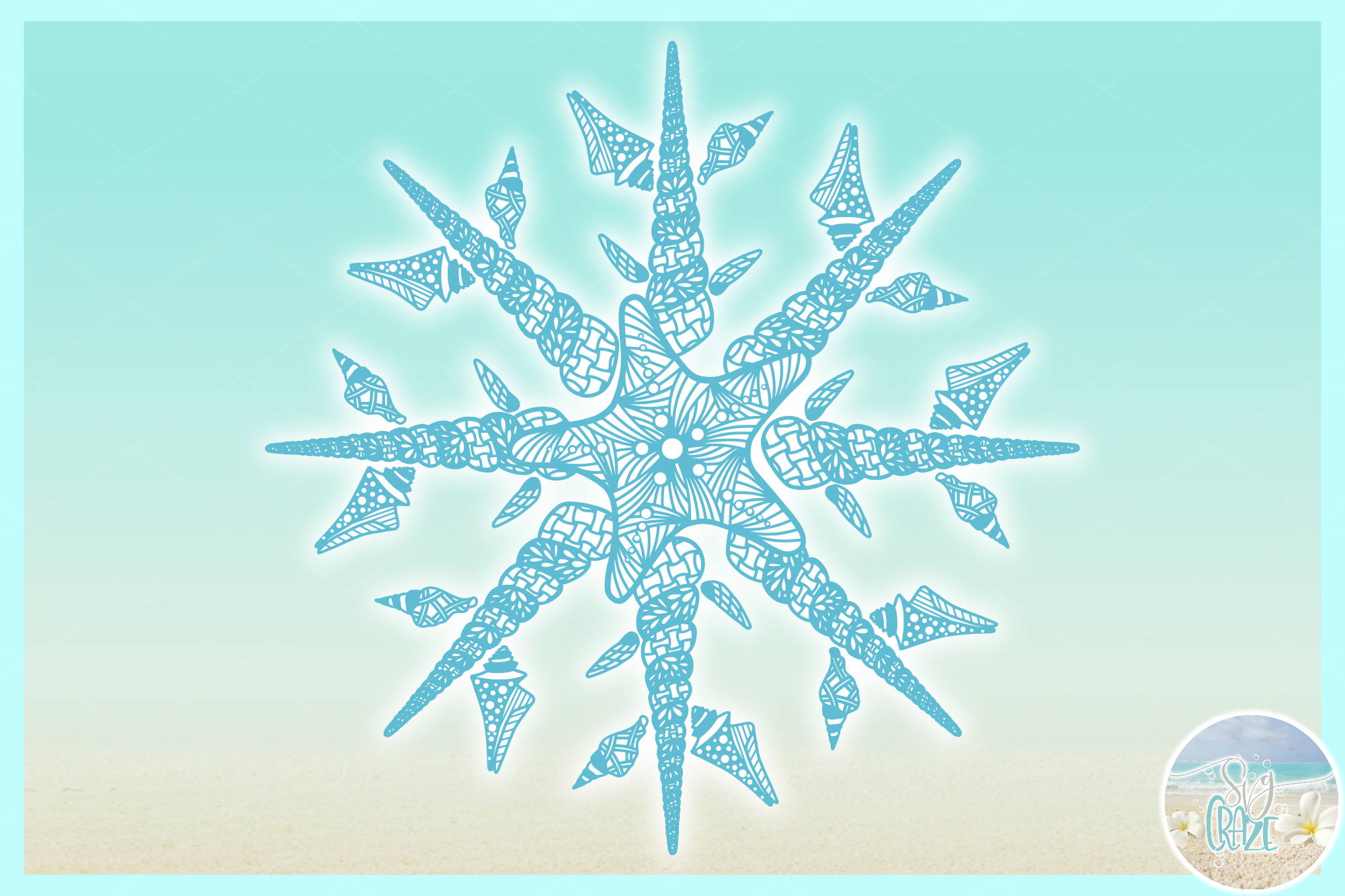 Download Hand Drawn Seashell Snowflake Mandala Zentangle SVG