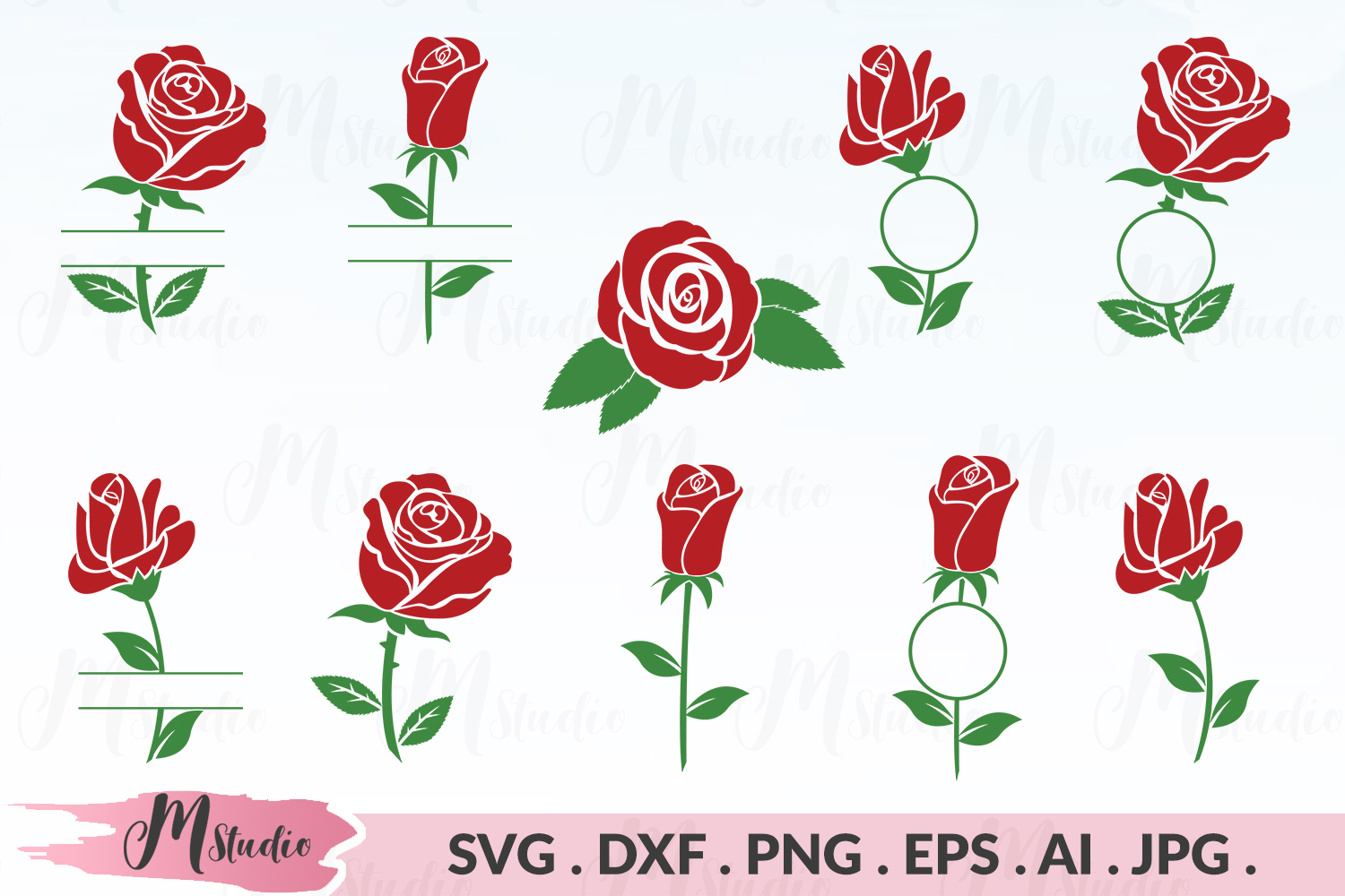 Rose monogram svg (179181) | Cut Files | Design Bundles