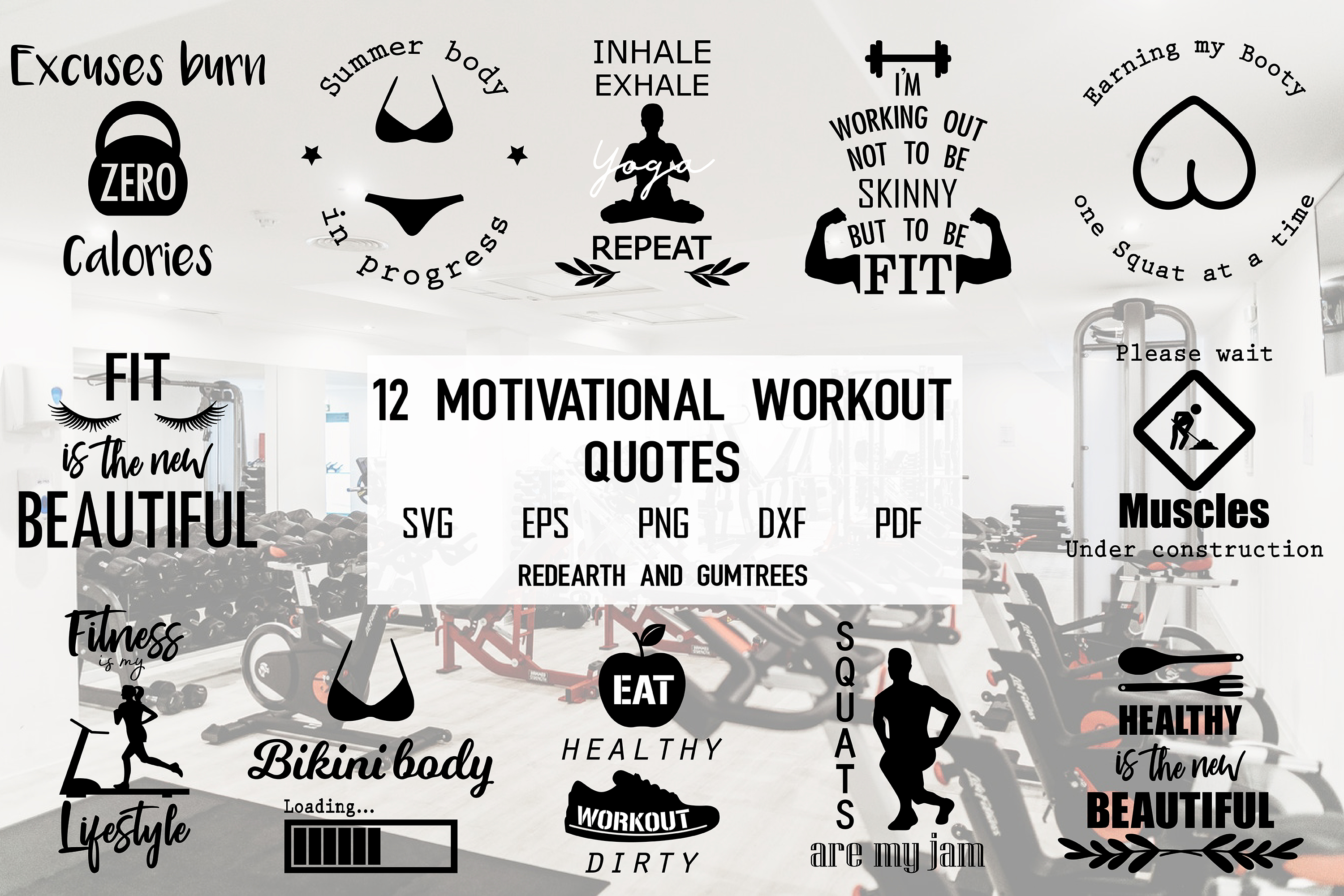 Download Motivational workout quotes cut file in SVG format cricut