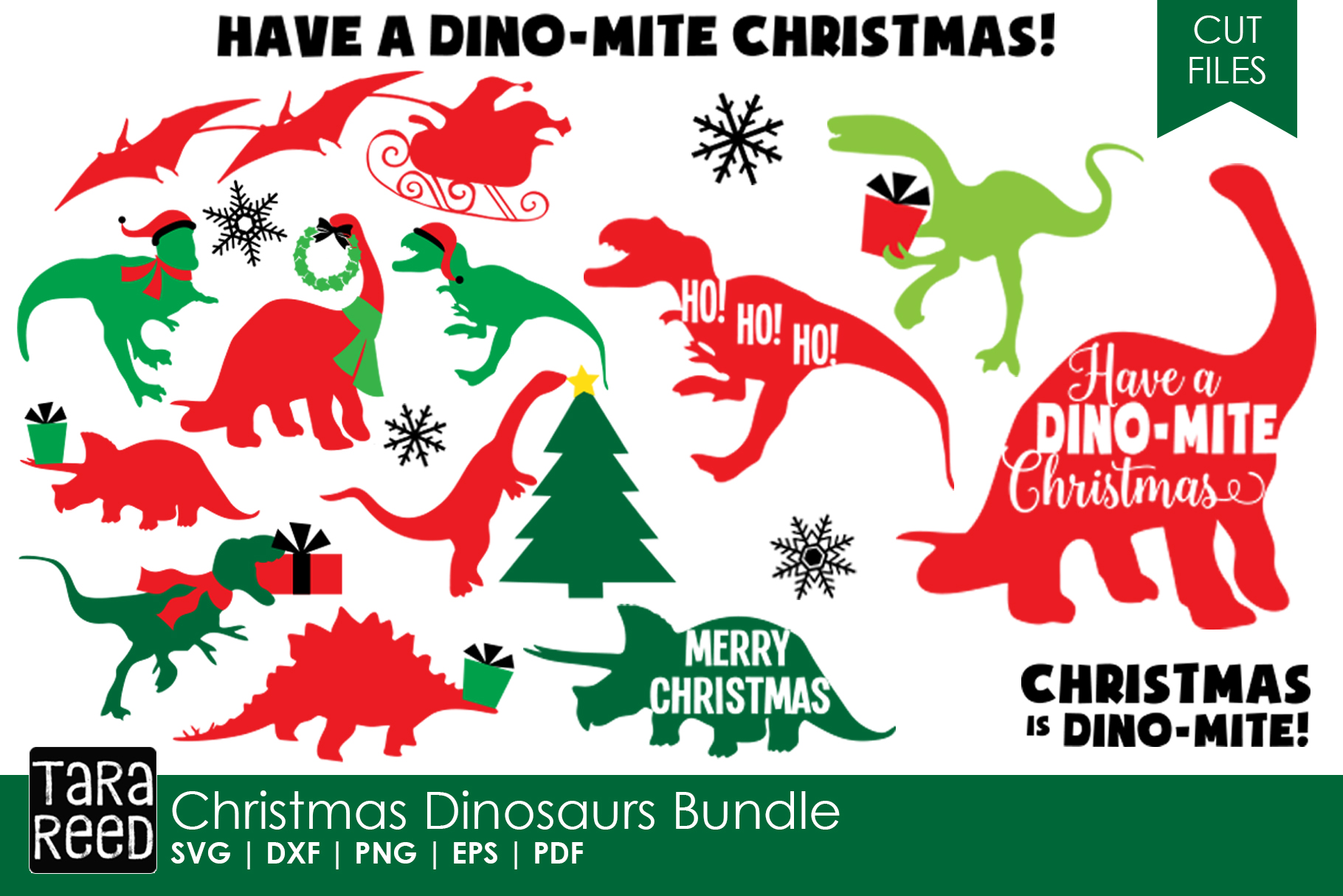 Dinosaur Christmas - Christmas SVG & Cut Files for Crafters