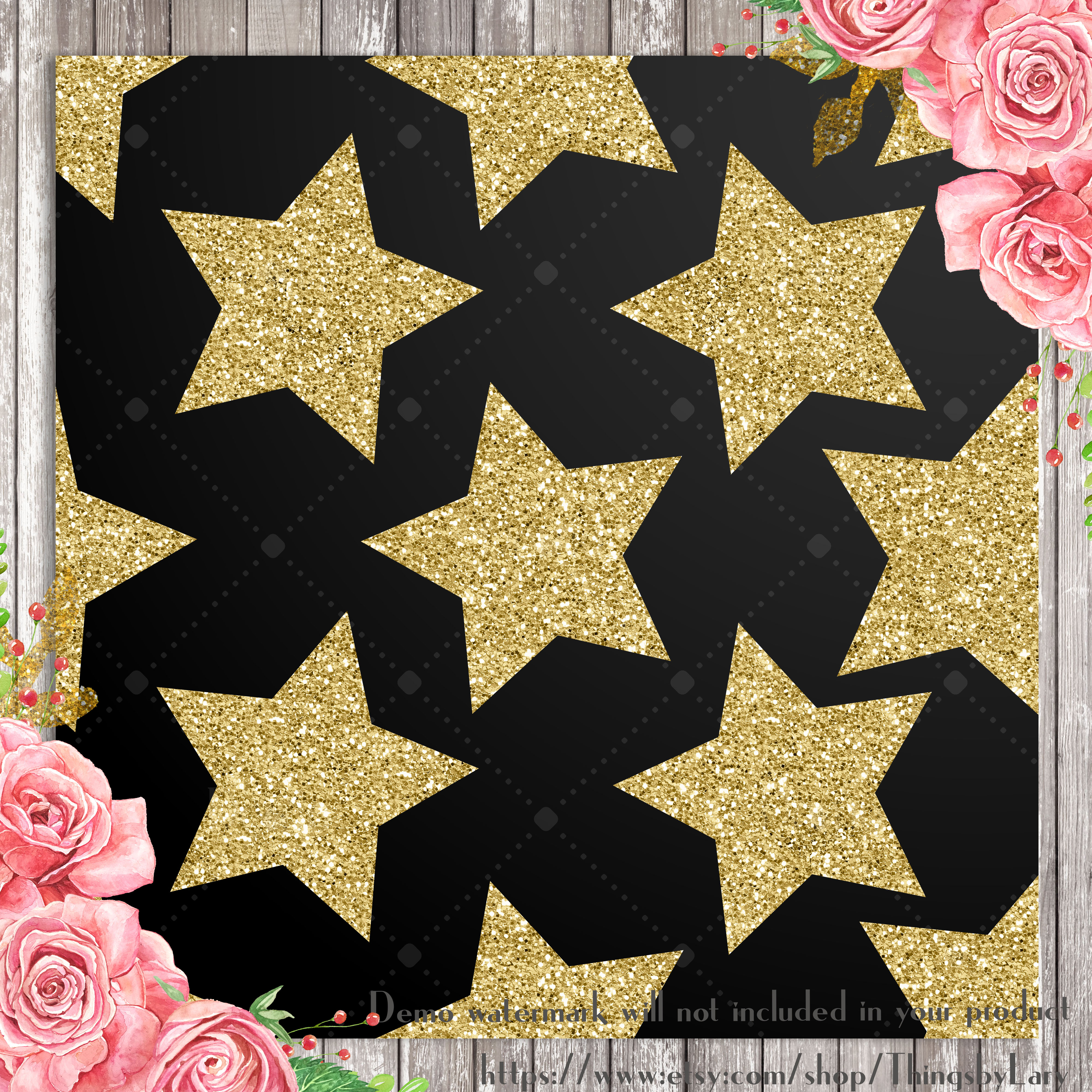 Download 12 Gold Glitter Star Overlay Images Seamless Pattern ...