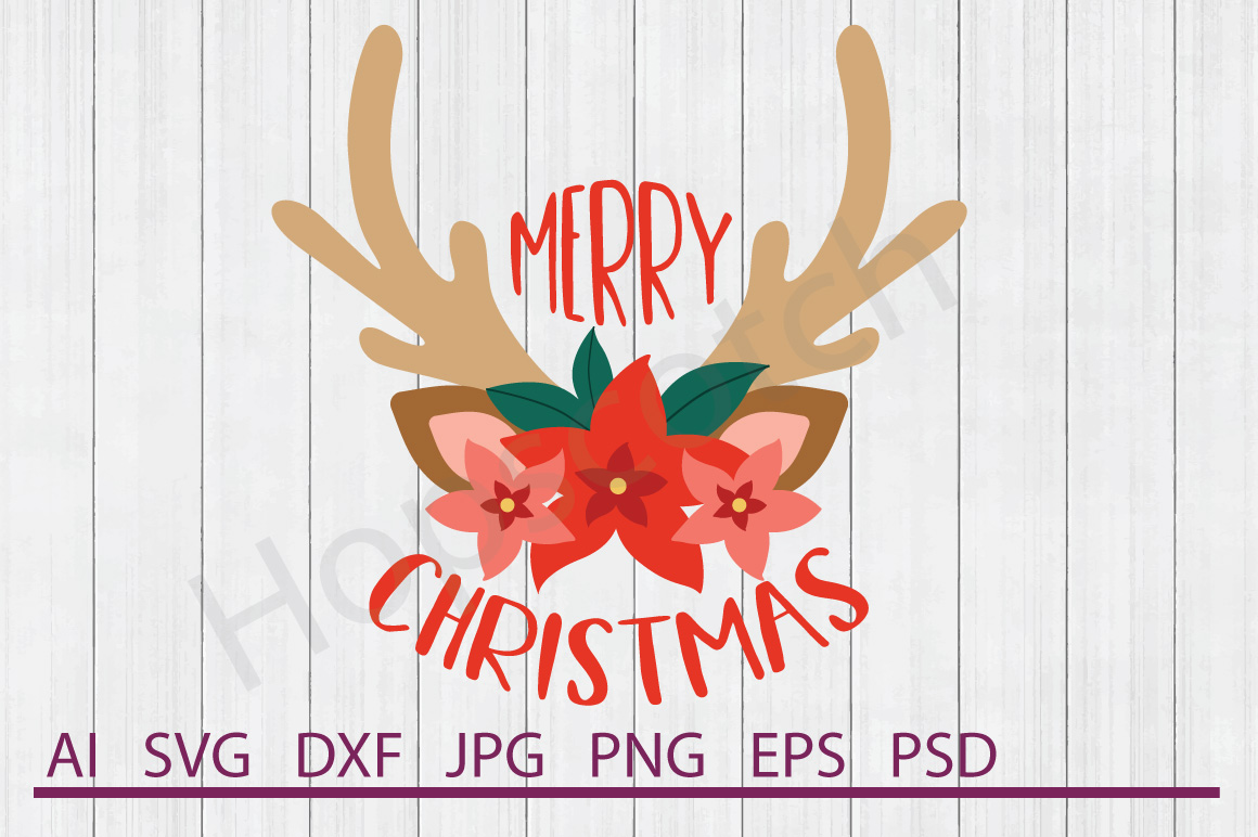 Download Reindeer Flowers SVG, DXF File, Cuttable File