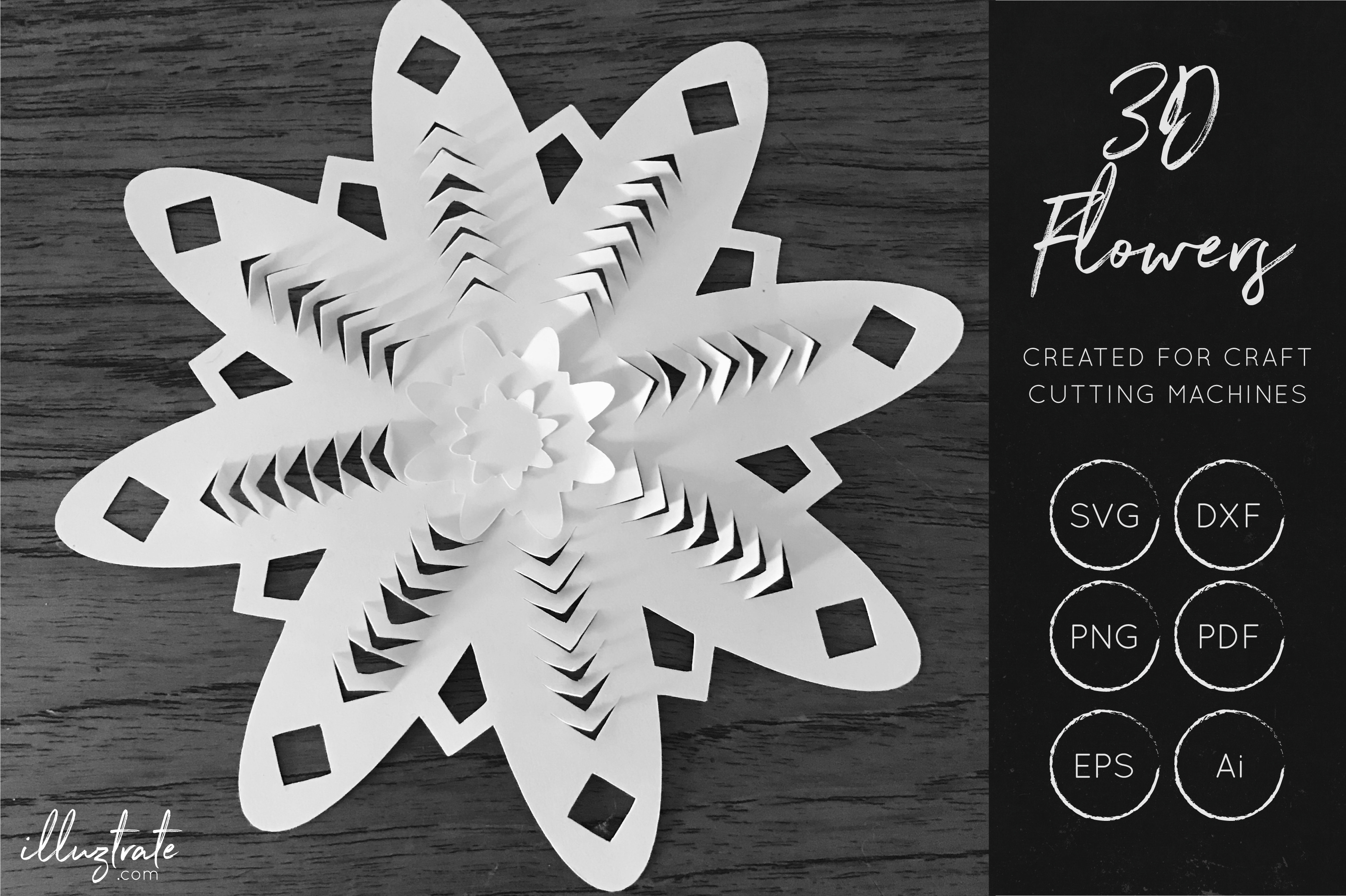 Download 3D Flower SVG Cut Files - Flower SVG - Layered Flower DXF