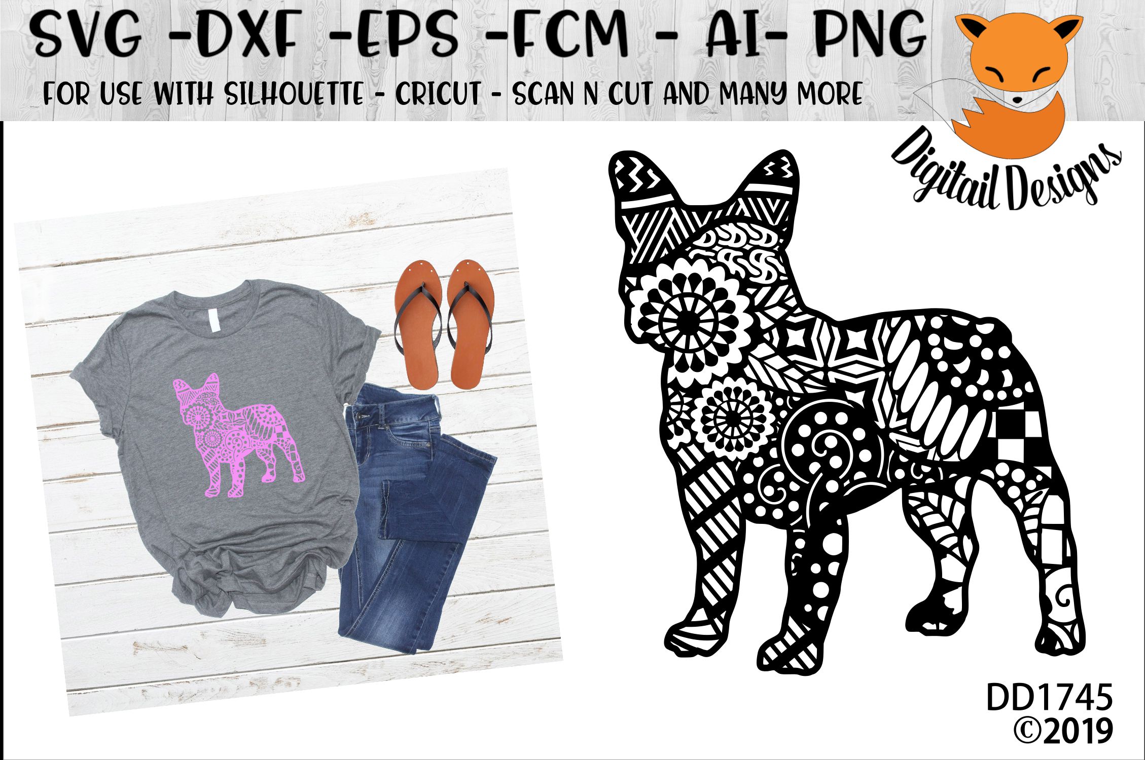 Download Zentangle Frenchie French Bulldog Dog SVG (207190) | Cut Files | Design Bundles