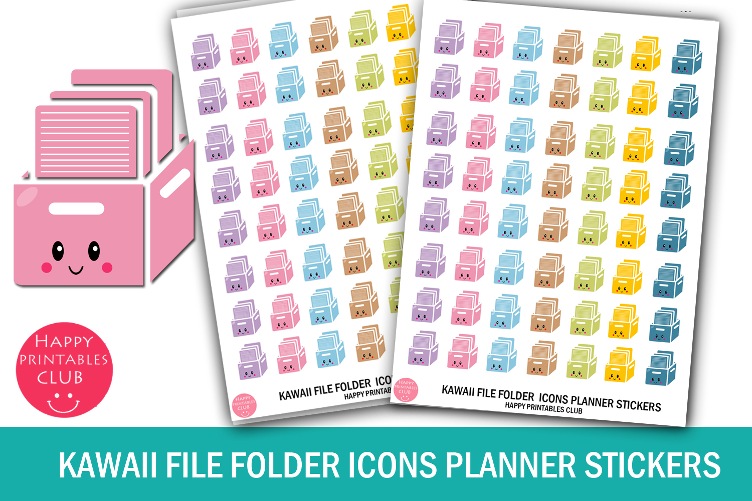 Kawaii File Folder Icons Planner Stickers File Folder Icons