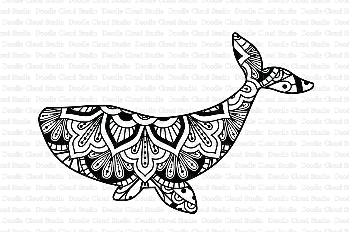 Whale Mandala SVG Cut Files, Whale Mandala Clipart.