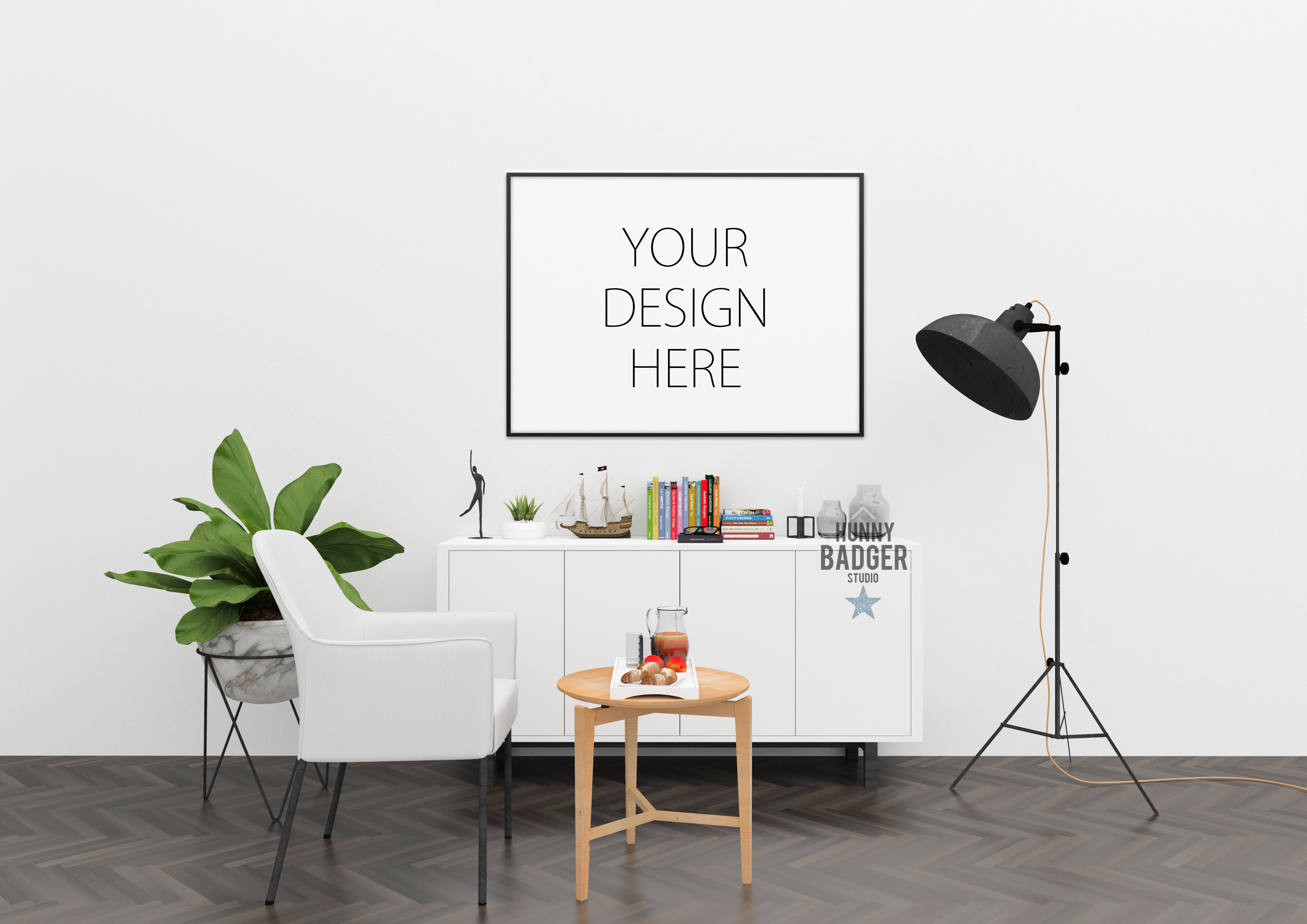 Blank wall mockup wall art mock up (22267) Mock Ups Design Bundles