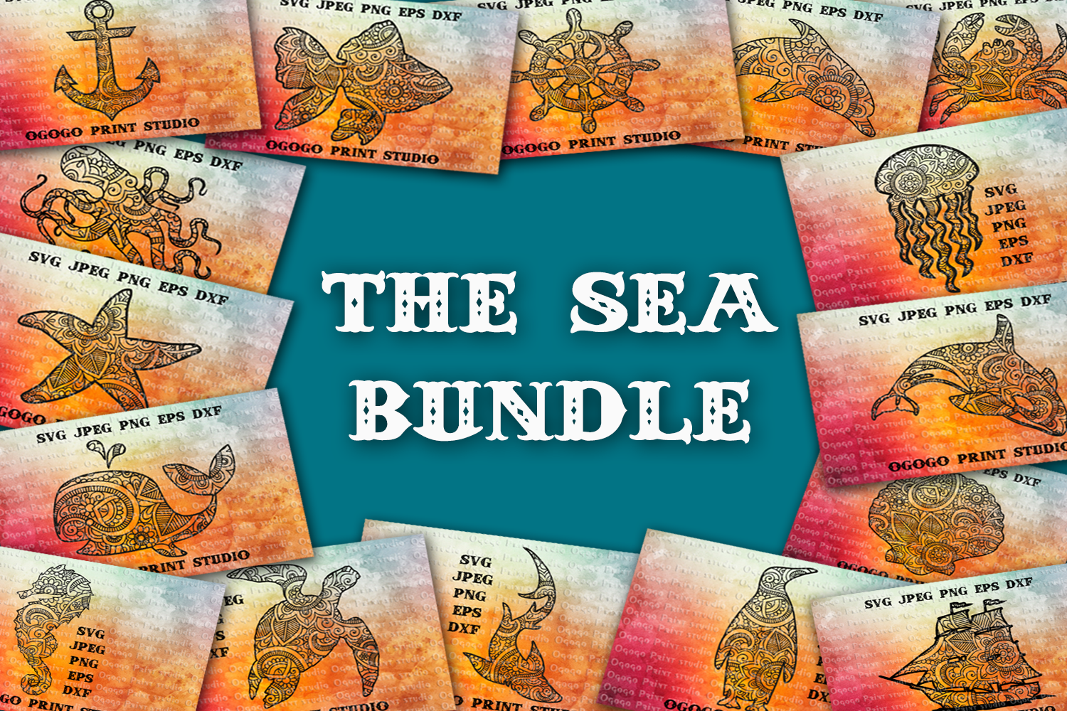 Download 17 Sea Svg BUNDLE, Mandala Svg cut files, Zentangle svg (254278) | SVGs | Design Bundles