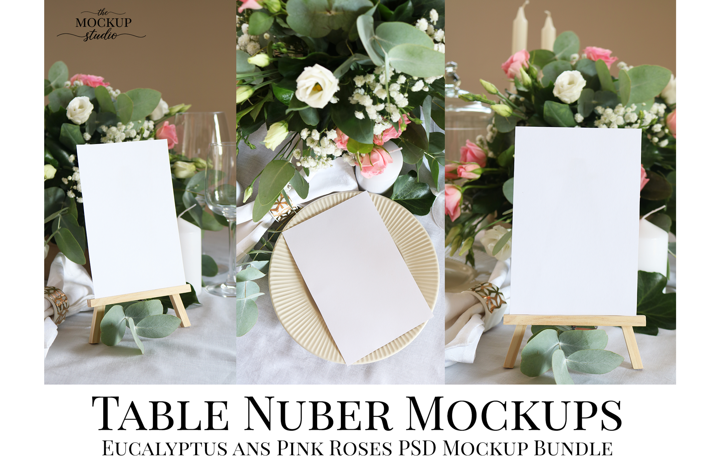 3 Table Number Mockup, Card Mockup,Wedding Stationery Mockup