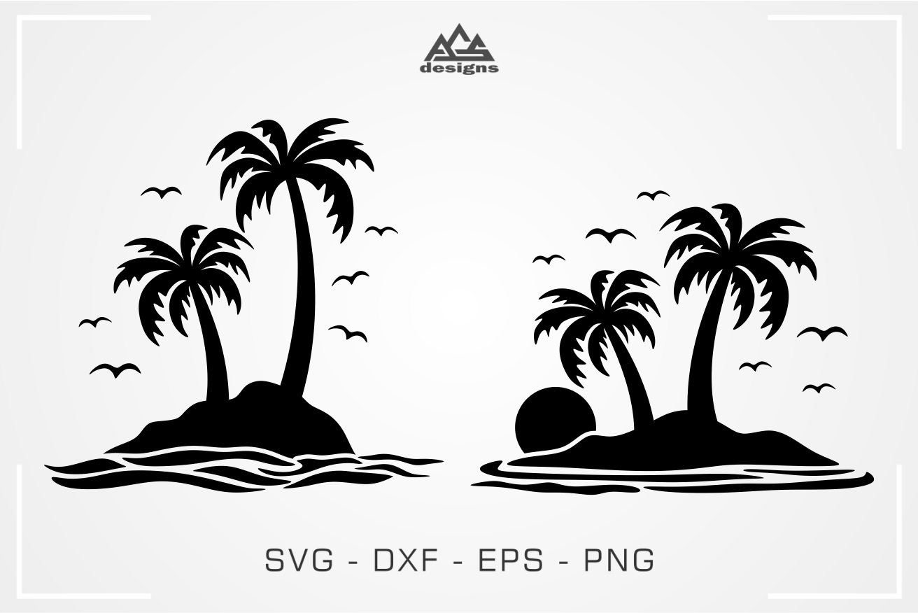 Palm Tree by The Sea Decal Svg Design