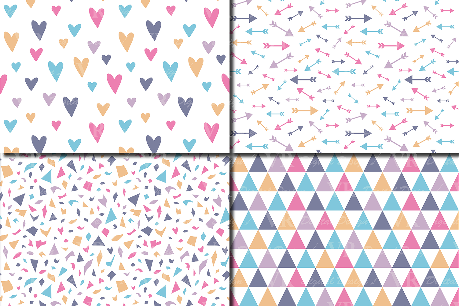 Seamless Pastel Digital Paper Pack, Pastel Flowers and Leaves paper, Pastel floral patterns