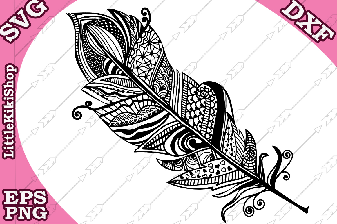 Zentangle Feather Svg,Mandala Feather Svg,Tribal Feather Svg (234858) | SVGs | Design Bundles