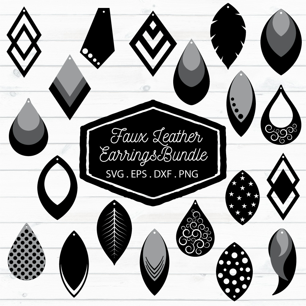 Download Faux Leather Earrings Bundle SVG, EPS, DXF, PNG (99717 ...