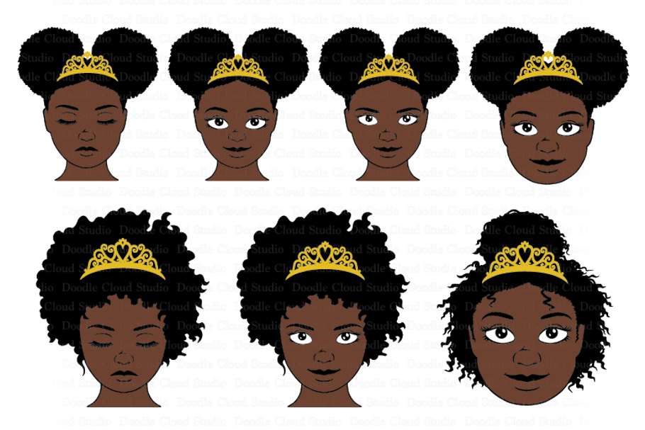 Download Black Princesses and Queen With Crown SVG, Afro Puff Crown.