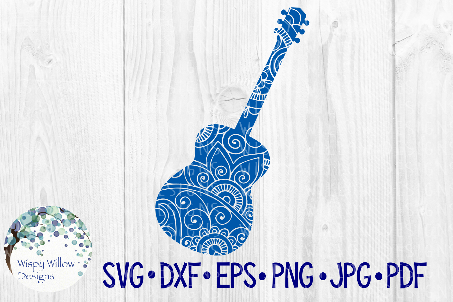 Download Acoustic Guitar, Music, Zentangle Mandala SVG Cut File ...