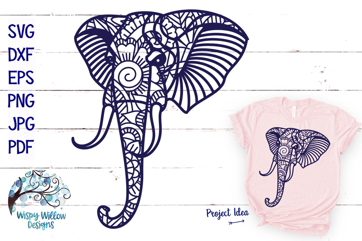 Elephant Mandala SVG | Elephant Zentangle SVG