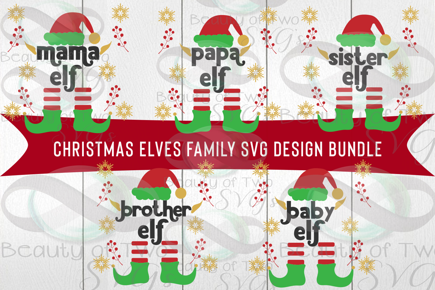 Christmas Elves Family Svg Bundle, 5 elf family svg ...