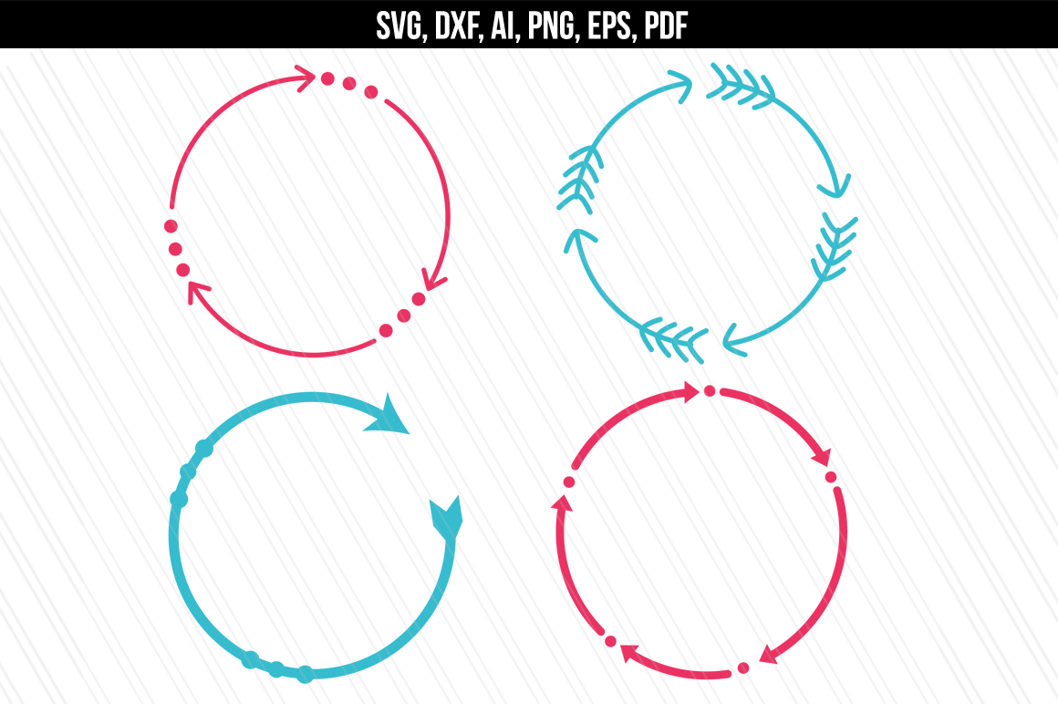 Circular arrow monogram frames svg dxf cutting files ...