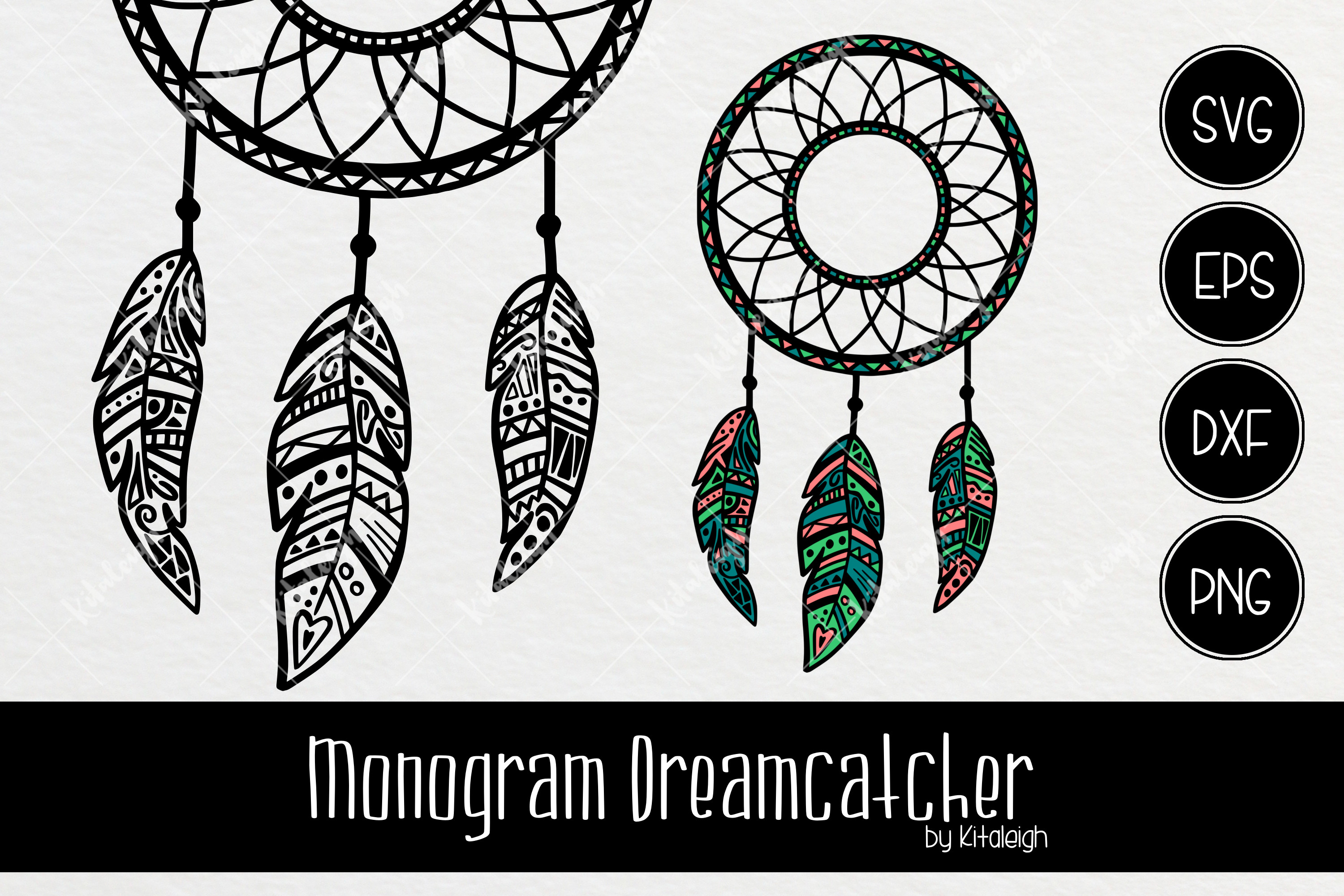 Download Dreamcatcher Monogram (88578) | Illustrations | Design Bundles
