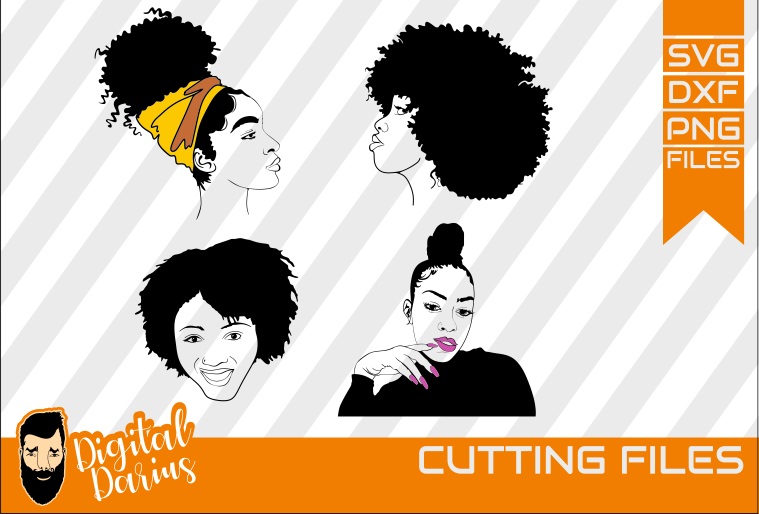 Download 4x Afro Woman Bundle SVG, afro lady svg, file, natural hair