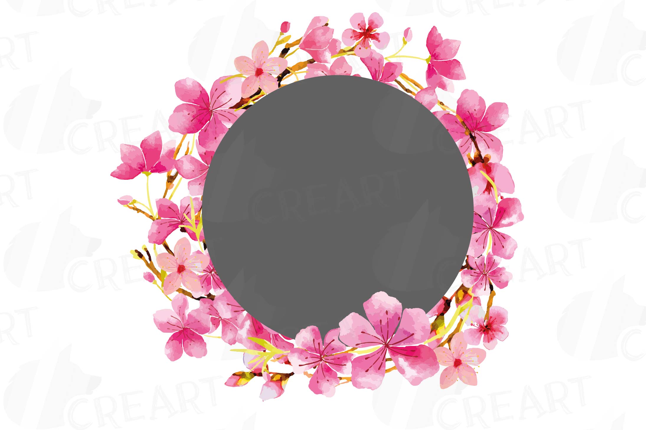 Download Waterclor Cherry Blossom Wreath clip art. watercolor ...