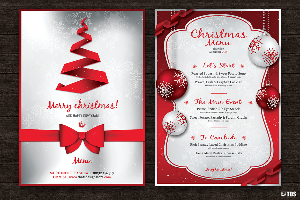 7 Xmas Menus + 7 Invitations Bundle