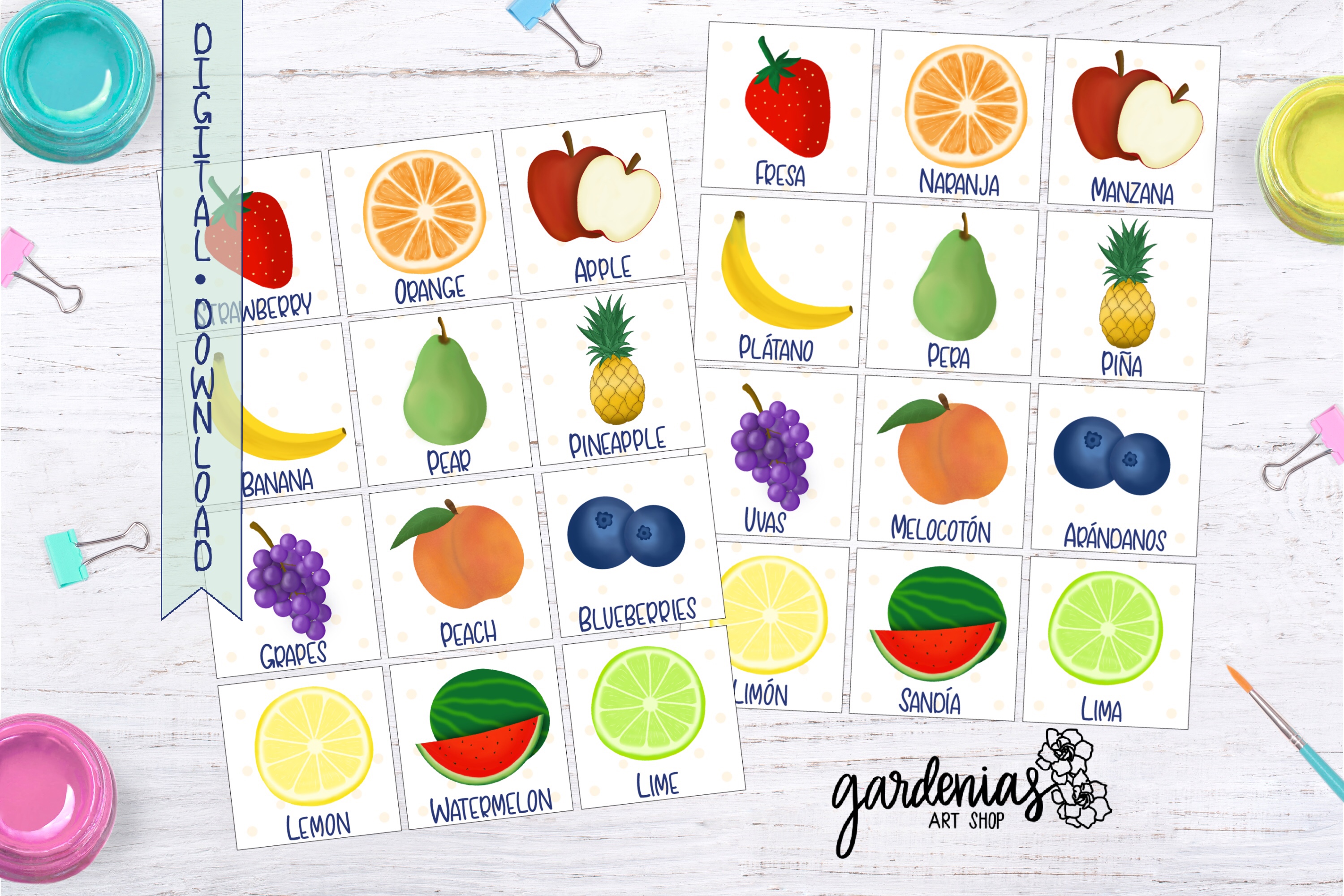 fruit memory game printable matching game fruit cards