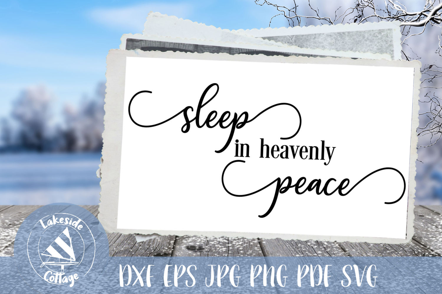 Sleep in Heavenly Peace Script Religious Xmas SVG Design