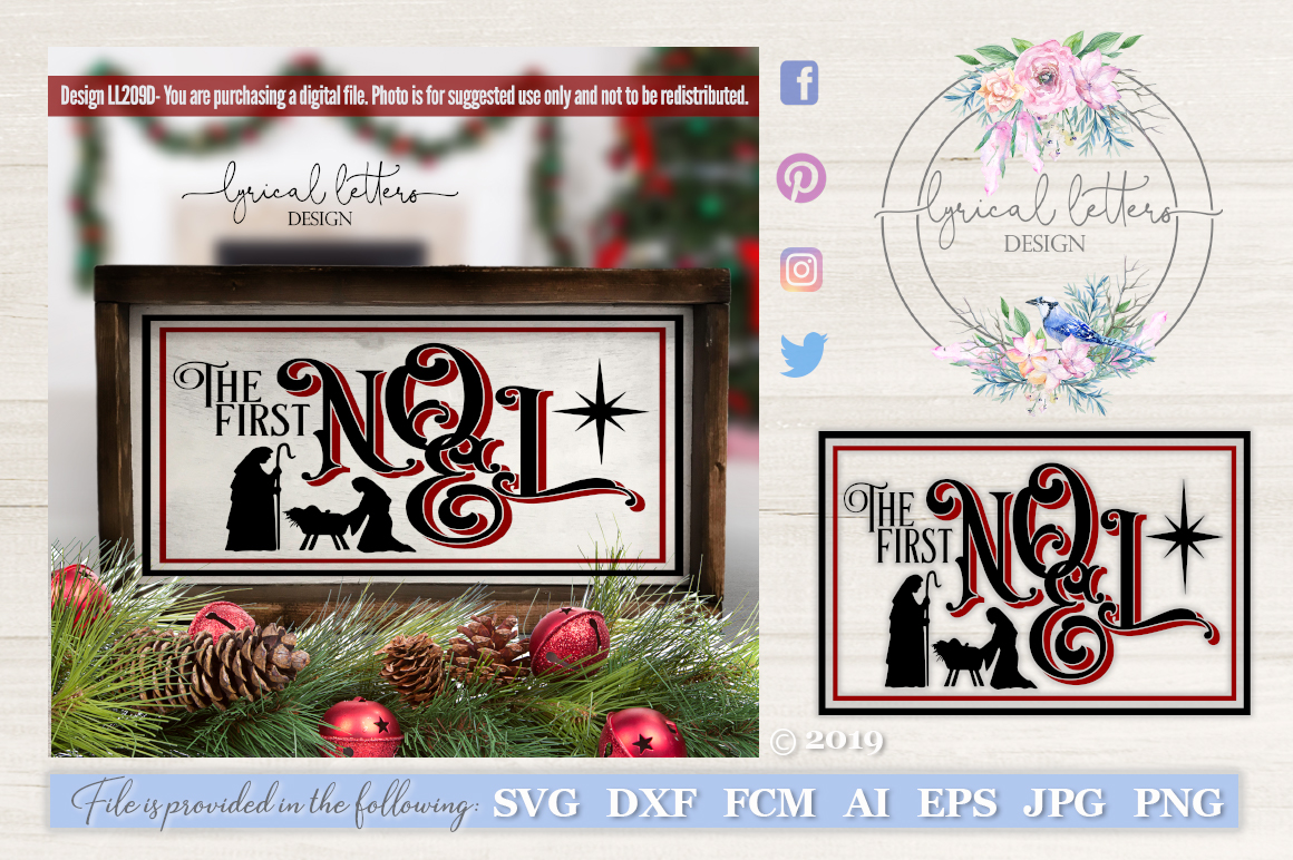 Download The First Noel with Nativity Christmas SVG Cut File LL209D (112996) | SVGs | Design Bundles