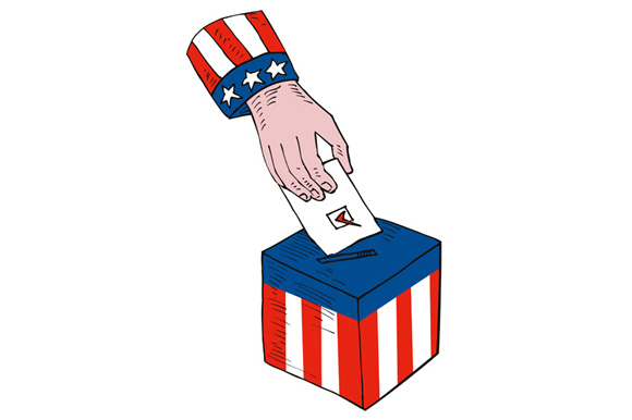 American Election Voting Ballot Box Retro (5264) | Illustrations ...