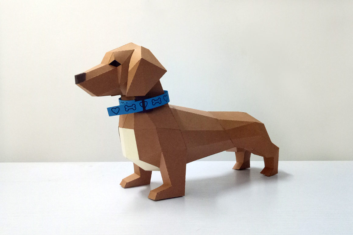 DIY Dachshund Puppy 3d papercraft (68650) Printables Design Bundles