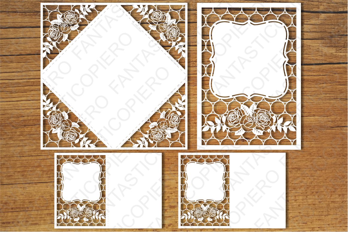 Download Wedding invitation 4 SVG files for Silhouette and Cricut. (77214) | Cut Files | Design Bundles