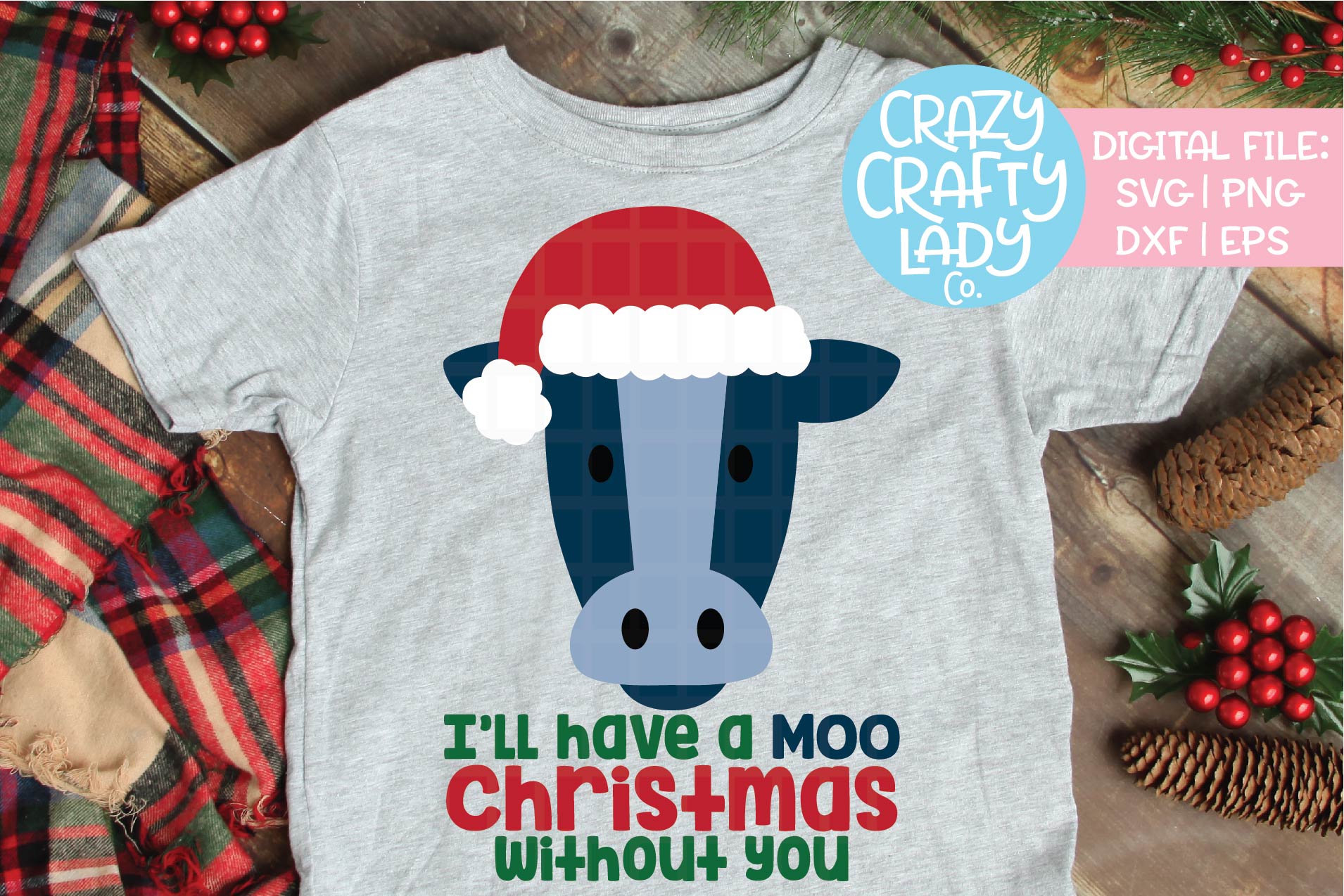 Download Christmas Cow SVG DXF EPS PNG Cut File