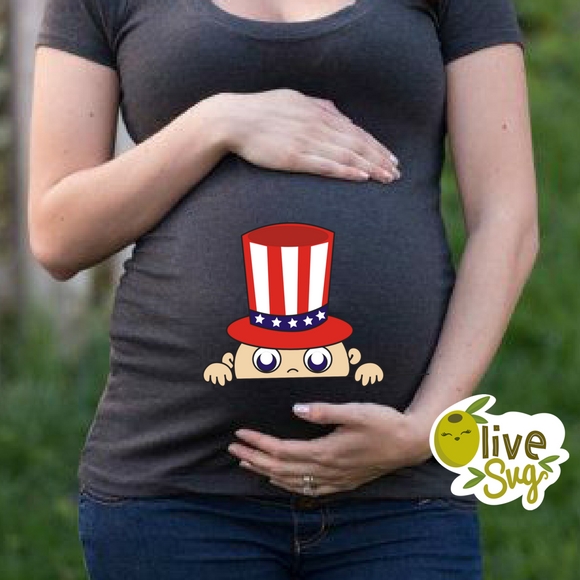 4th of July Peeking Baby SVG, baby svg, maternity svg ...