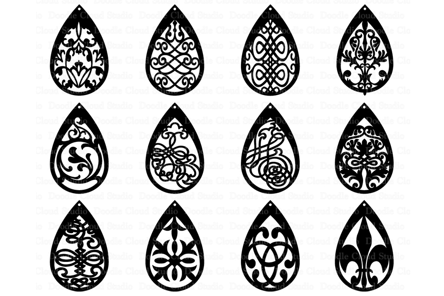 Download Earring svg, Earring Templates , Jewelry, Pendant SVG, Teardrop with hole cut files