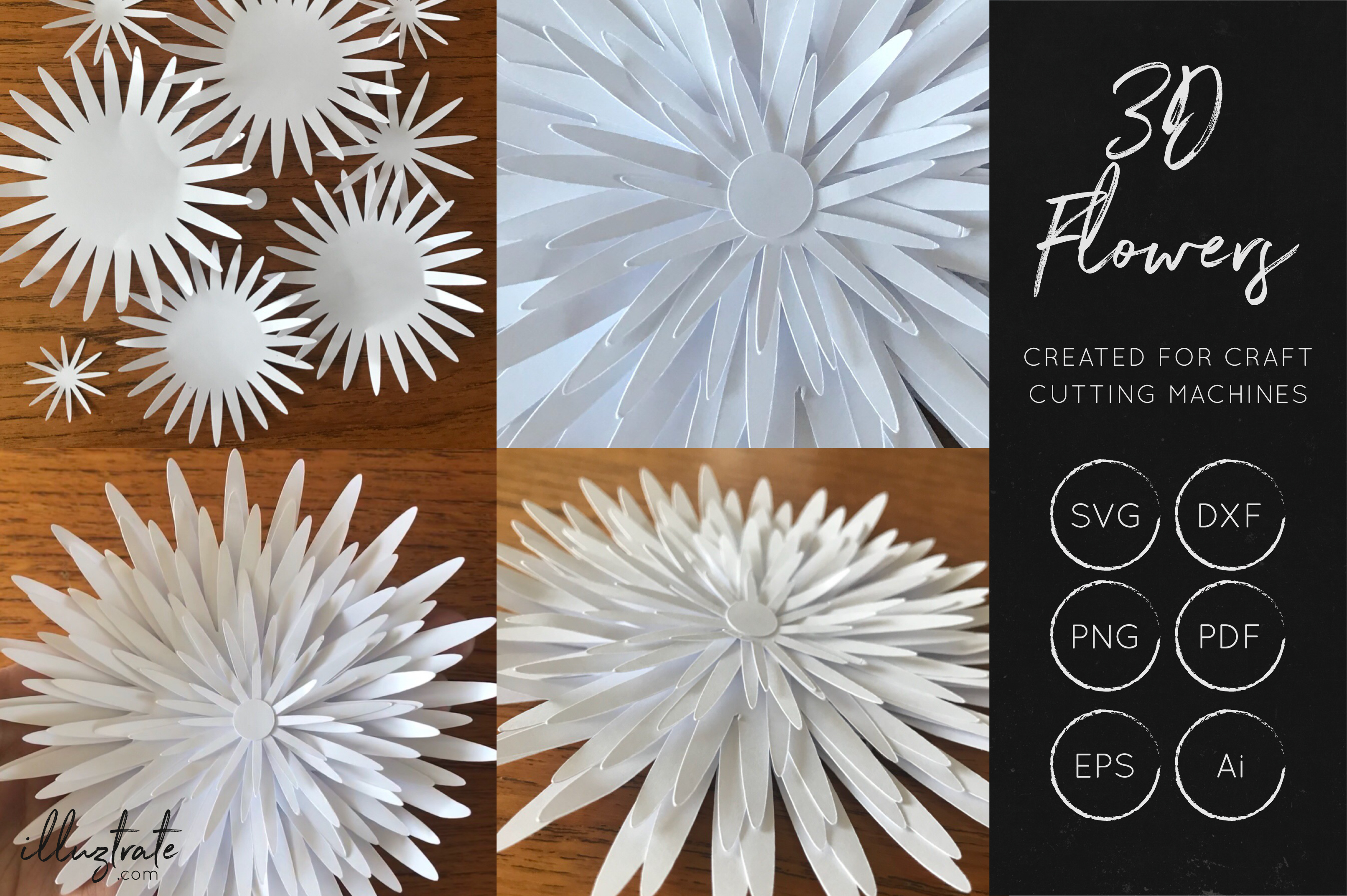 Download 3D Flower SVG Cut Files - Flower SVG - Layered Flower DXF