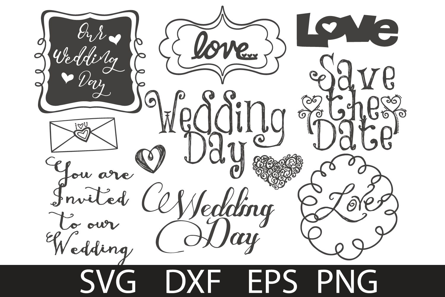 Download Wedding doodles Pack SVG DXF PNG EPS (97473) | SVGs | Design Bundles