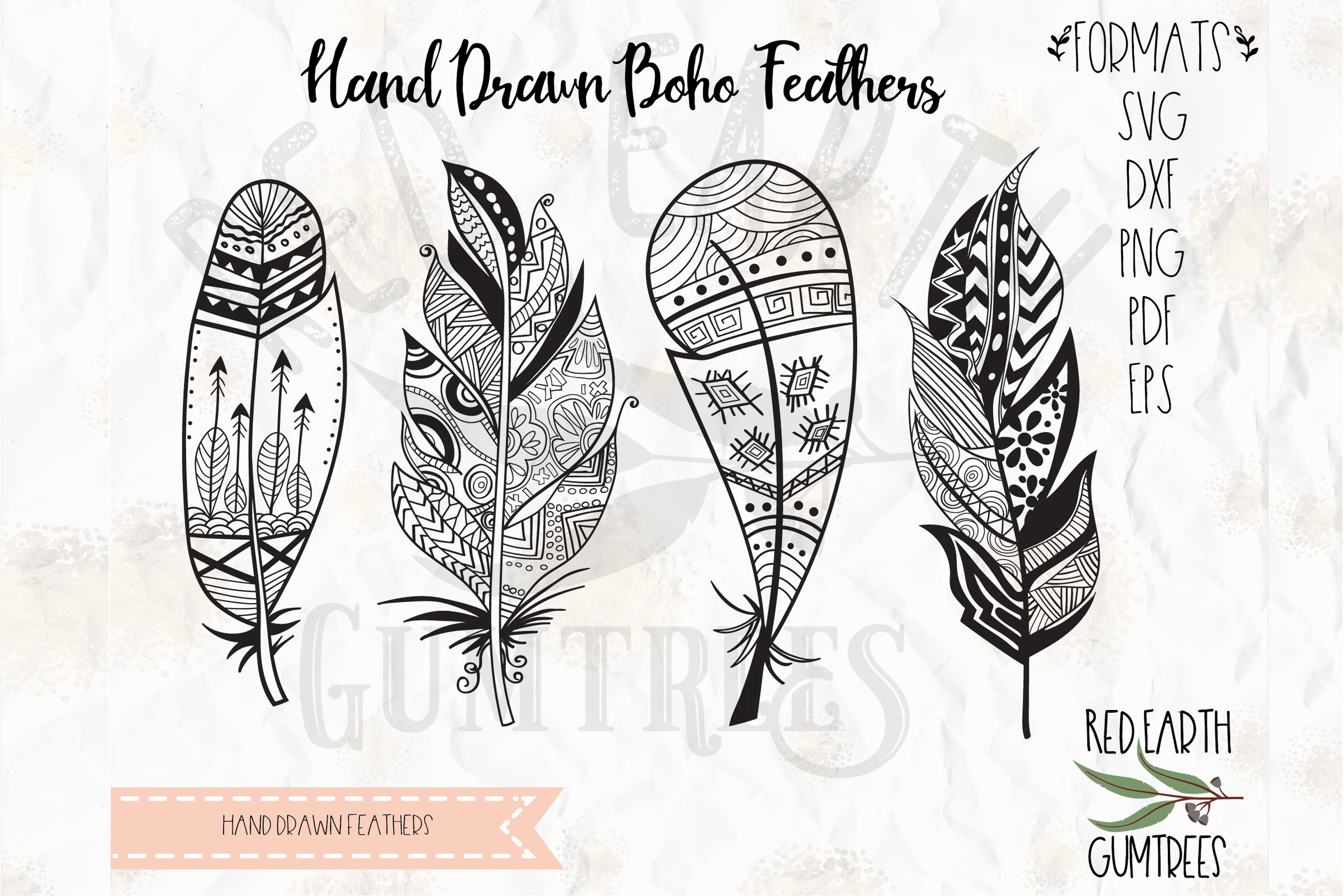 Download Boho feathers bundle, Tribal feathers in SVG,DXF,PNG, EPS
