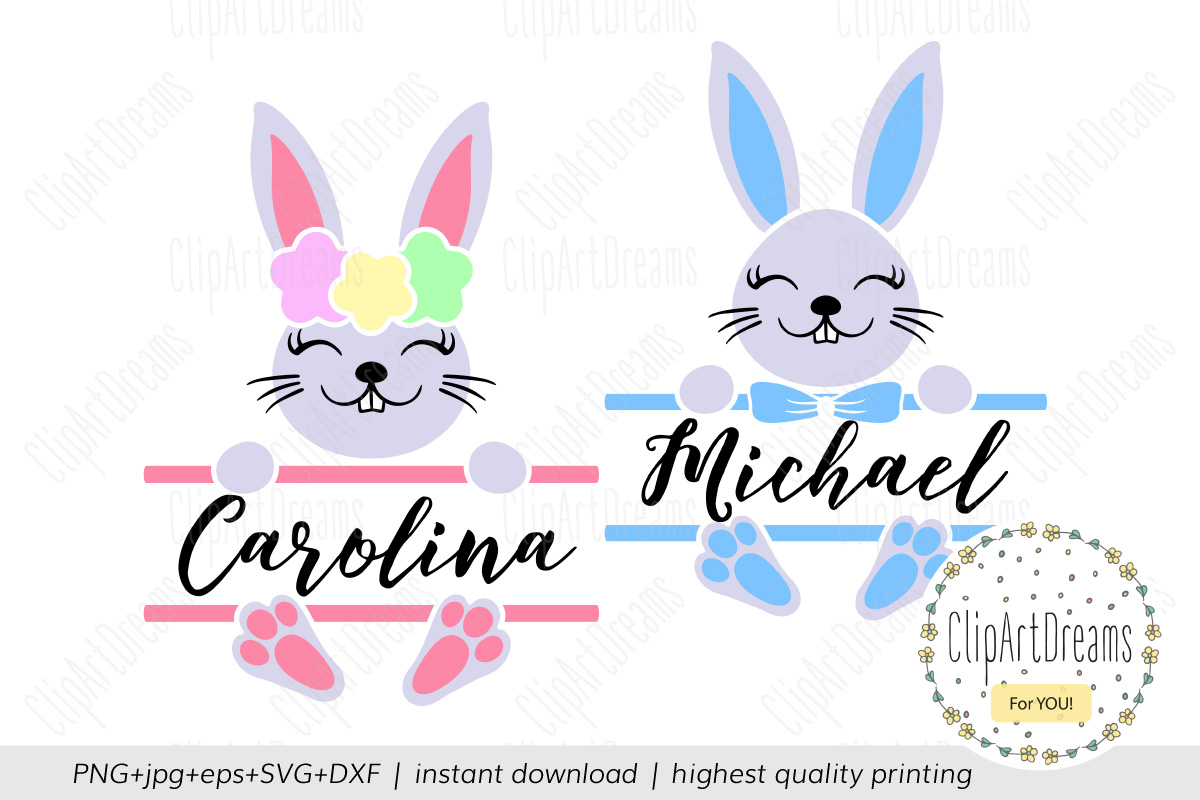 Download Bunny Split Monogram SVG, Easter Split Monogram SVG (512673) | Illustrations | Design Bundles