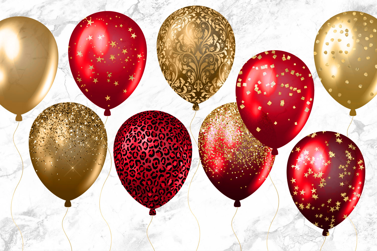 Red And Gold Balloons Clipart